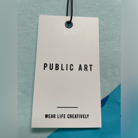 Men's T-shirt by Public Art. Popsicle graphic. Aqua/white/blue. Sz S - Picture 6 of 6